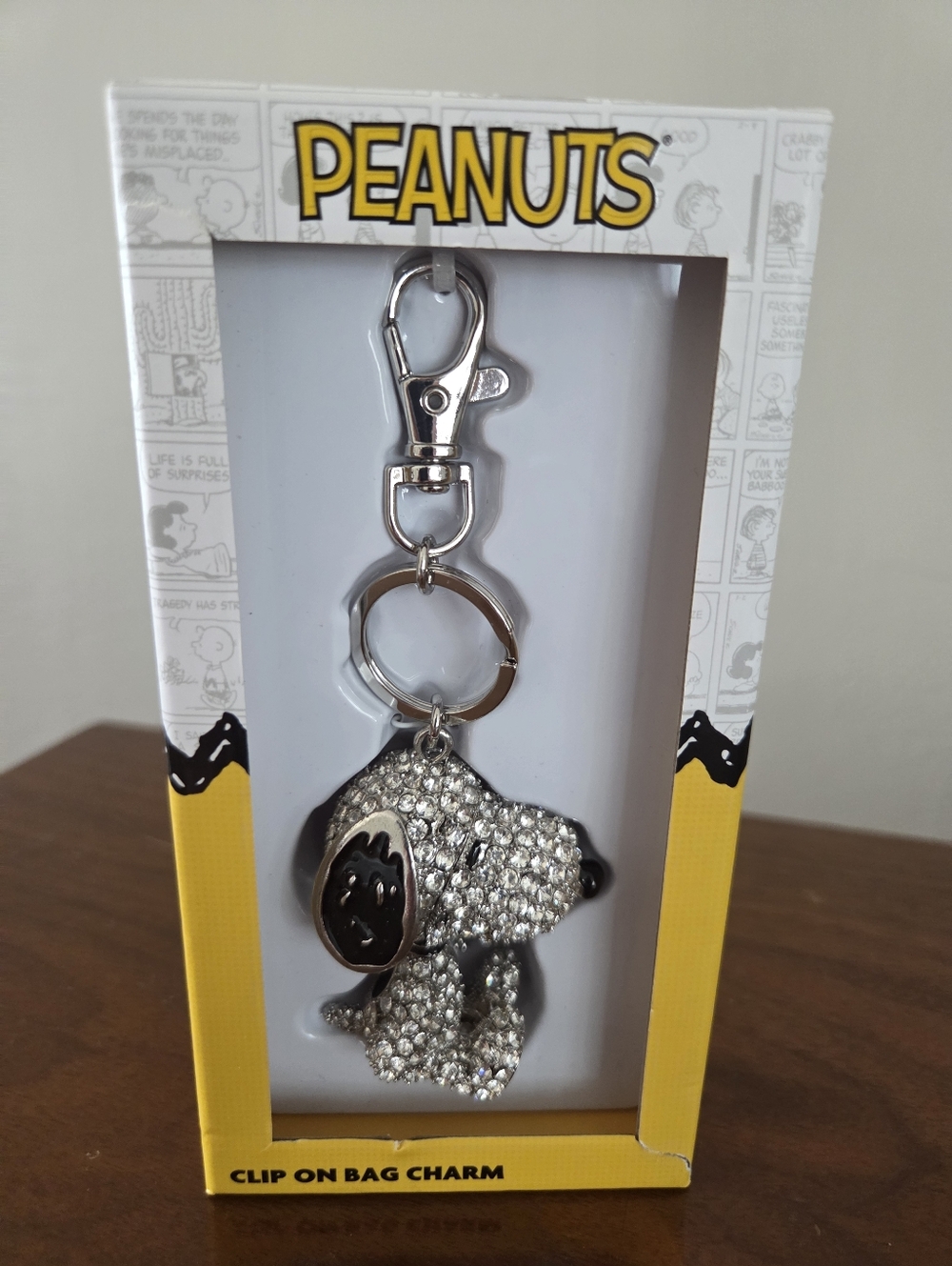 Peanuts Snoopy Crystal Clip-On Bag Charm/Key Chain NIB